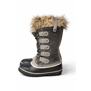 Sorel Joan of Arctic NL1540 Gray Faux Fur Waterproof Winter Boots Womens 8